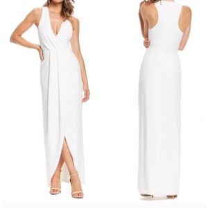 Dress The Population Ariel Racerback Wrap Gown in white size XXS NWT
